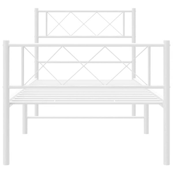 vidaXL Metal Bed Frame without Mattress with Footboard White 100x190cm