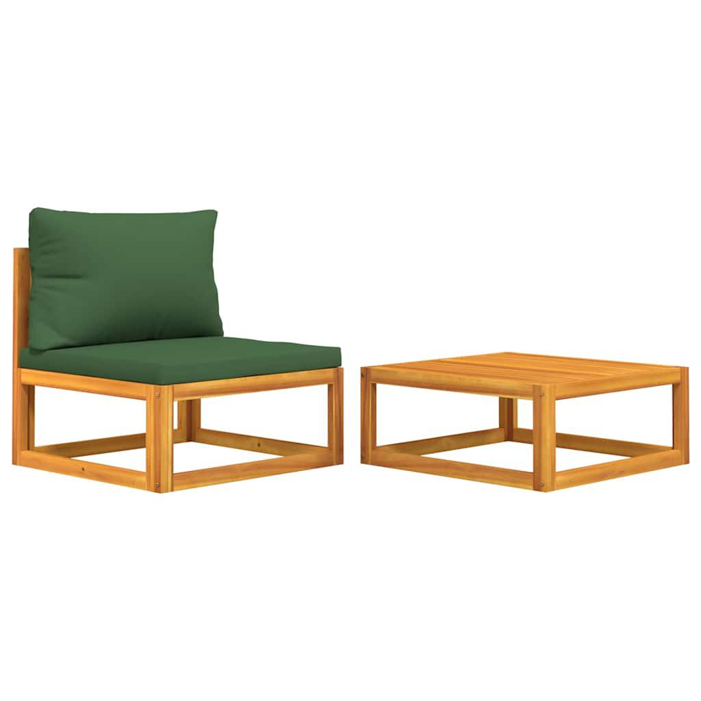 vidaXL 2 Piece Garden Sofa Set with Cushions Solid Wood Acacia