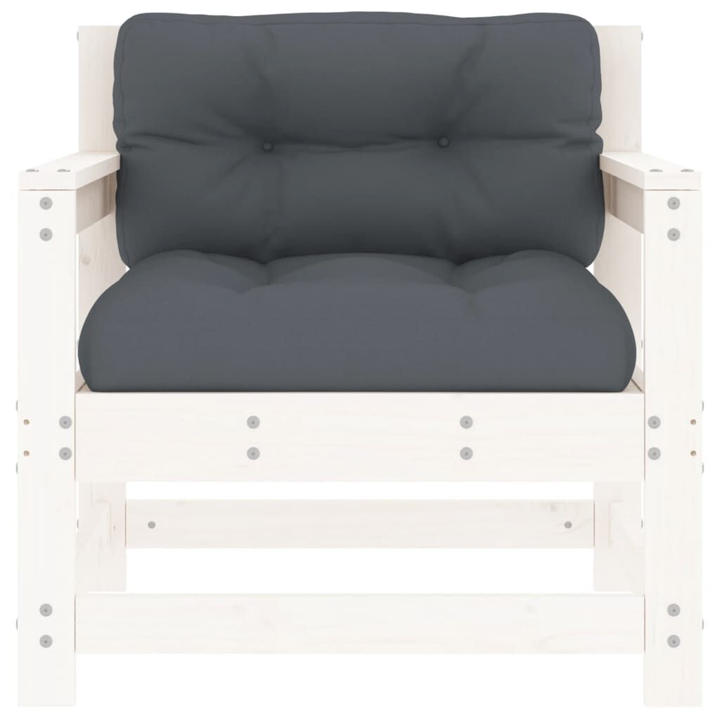 vidaXL Garden Chairs with Cushions 2 pcs White Solid Wood Pine