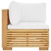 vidaXL Garden Corner Sofa with Cream Cushions Solid Wood Teak