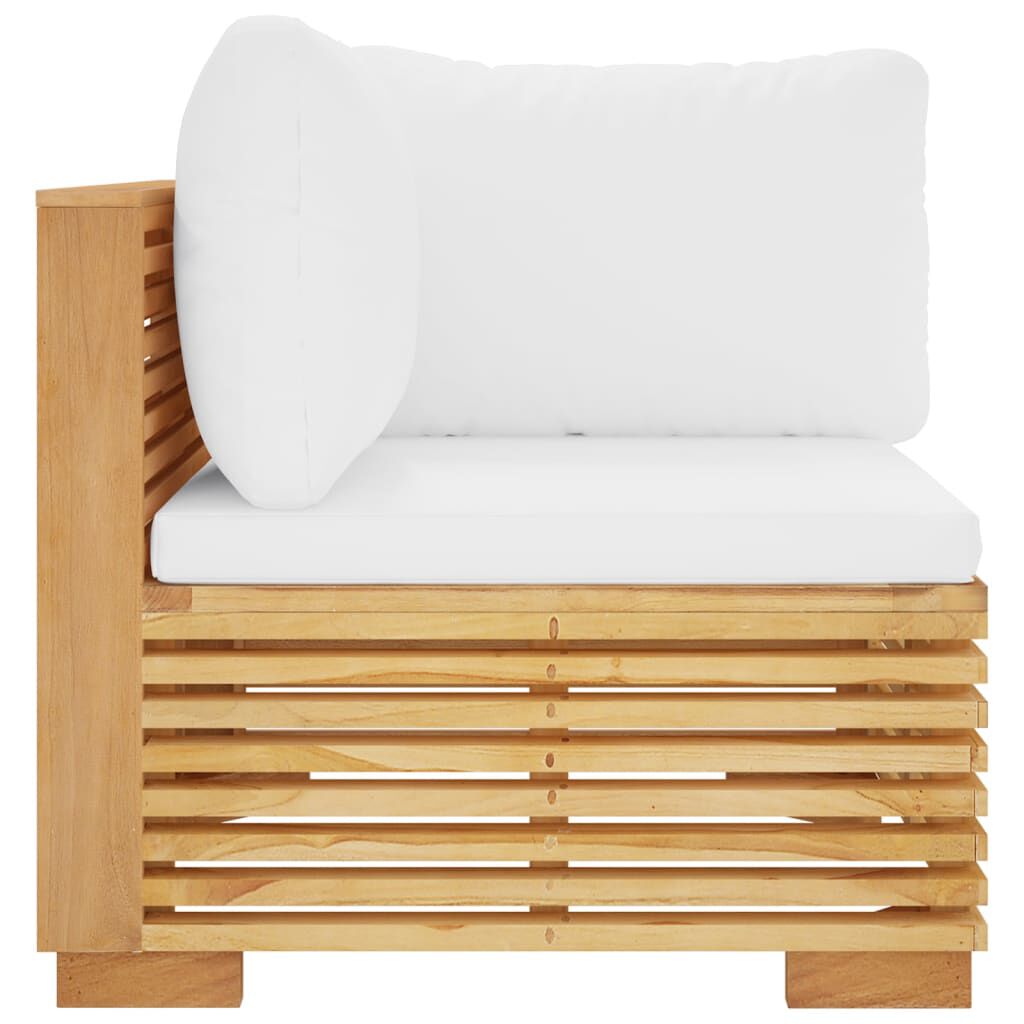 vidaXL Garden Corner Sofa with Cream Cushions Solid Wood Teak