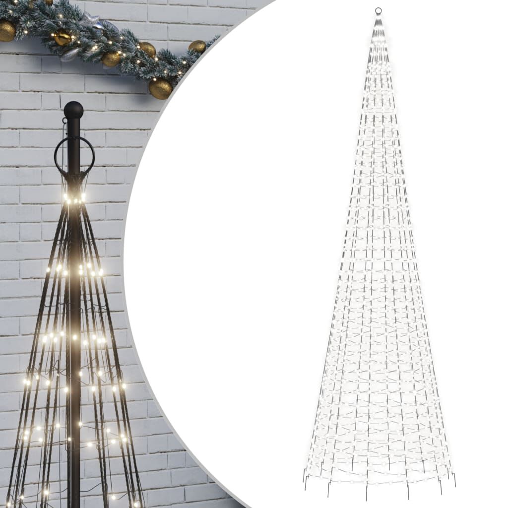 vidaXL Christmas Tree Light on Flagpole 1534 LEDs Cold White 500 cm
