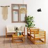 vidaXL 5 Piece Garden Lounge Set with Cushion Cream Solid Acacia Wood
