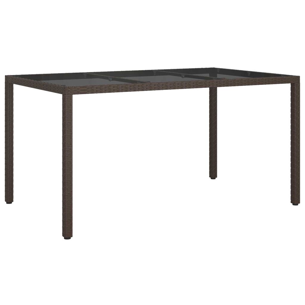 vidaXL Garden Dining Table Brown 150x90x75 cm Poly Rattan