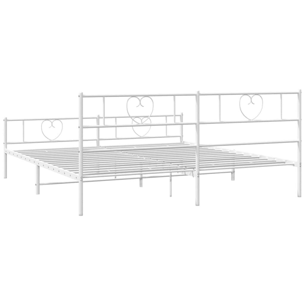 vidaXL Metal Bed Frame without Mattress with Footboard White 193x203cm