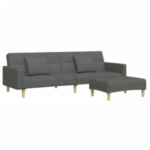 vidaXL 2-Seater Sofa Bed with Footstool Dark Grey Fabric