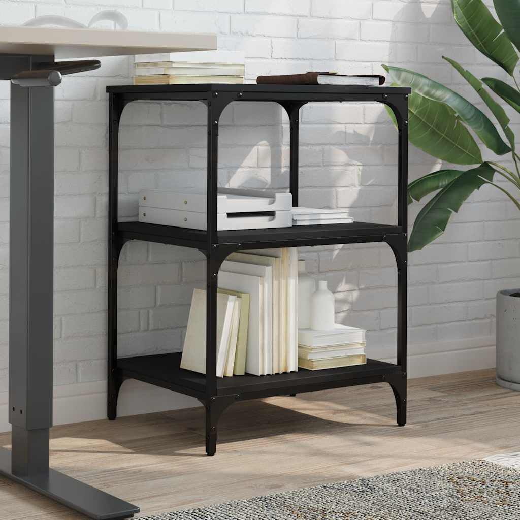 vidaXL Printer Stand 3-Tier Black 50x41x75 cm Engineered Wood