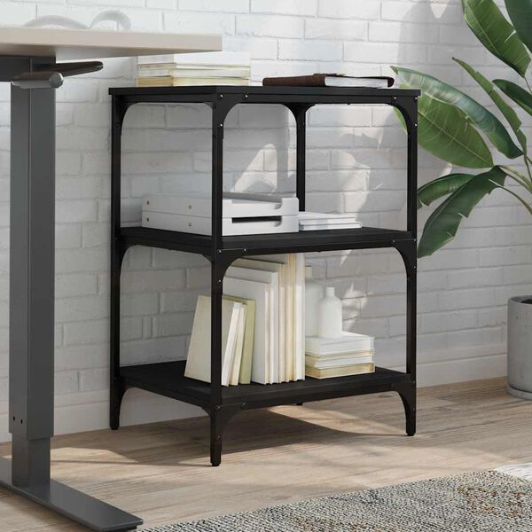 vidaXL Printer Stand 3-Tier Black 50x41x75 cm Engineered Wood
