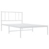 vidaXL Metal Bed Frame without Mattress with Headboard White 100x200cm