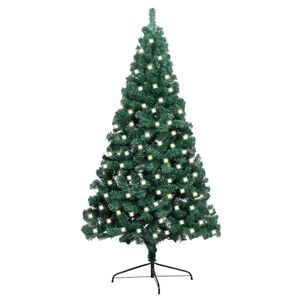 vidaXL Artificial Half Pre-lit Christmas Tree with Stand Green 120 cm PVC