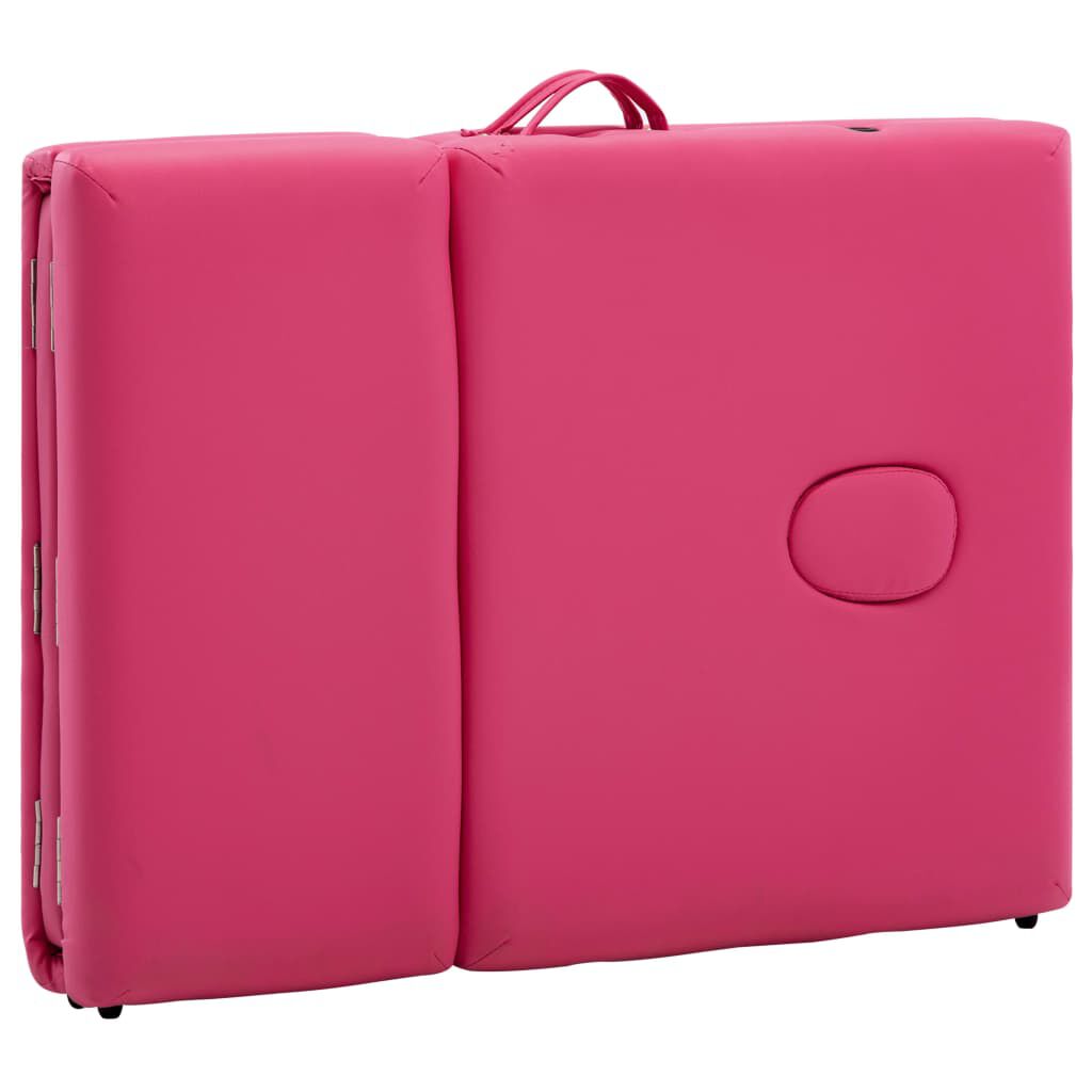 vidaXL Foldable Massage Table 4 Zones Aluminium Pink