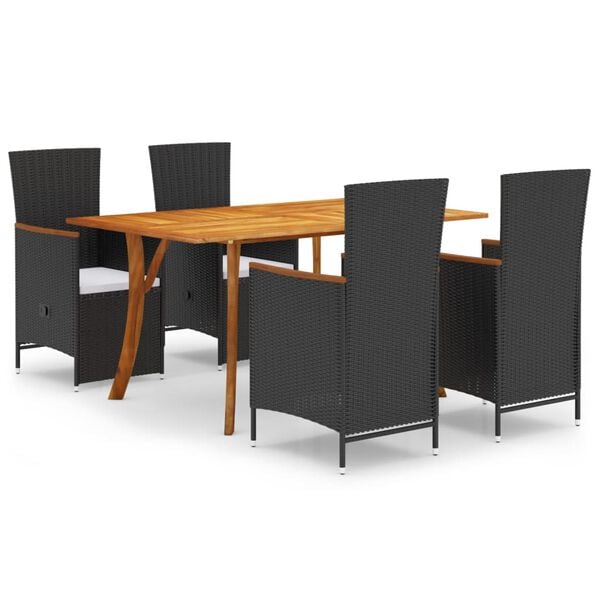 vidaXL 5 Piece Garden Dining Set Black