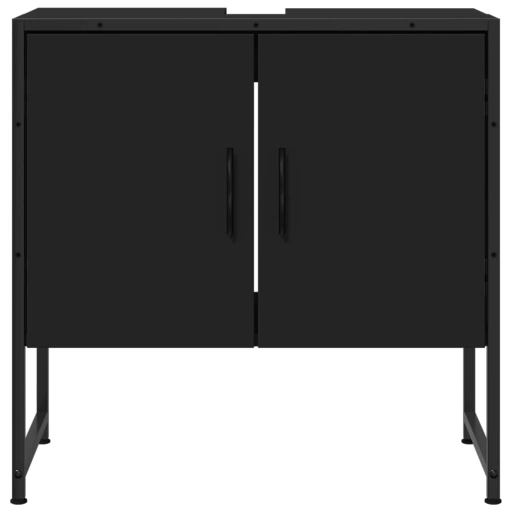 vidaXL Bathroom Sink Cabinet Black 60x33x60 cm Engineered Wood