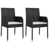vidaXL 7 Piece Garden Dining Set with Cushions Black Poly Rattan