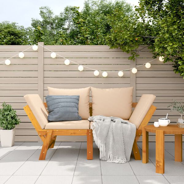 vidaXL Garden Bench with Cushions 2-in-1 Solid Wood Acacia