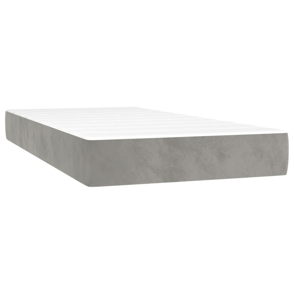 vidaXL Box Spring Bed with Mattress Light Grey 100x190 cm Twin Velvet