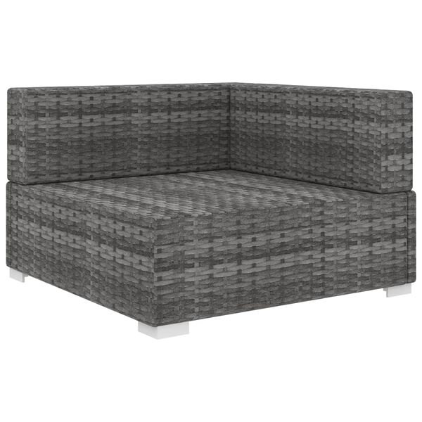 vidaXL Sectional Corner Chair with Cushions Poly Rattan grey