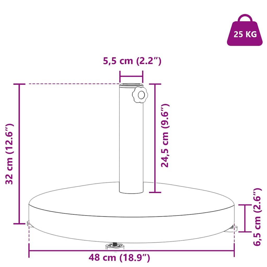 vidaXL Outdoor Umbrella Base Black 48 x 48 x 32 cm Steel, Concrete