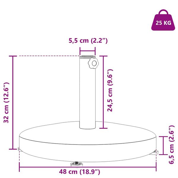 vidaXL Outdoor Umbrella Base Black 48 x 48 x 32 cm Steel, Concrete