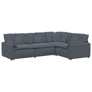 vidaXL Modular Sofa with Cushions Velvet Dark Grey