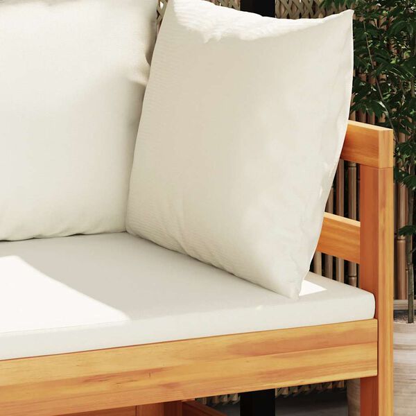 vidaXL Corner Sofa with Cream White Cushions Solid Acacia Wood