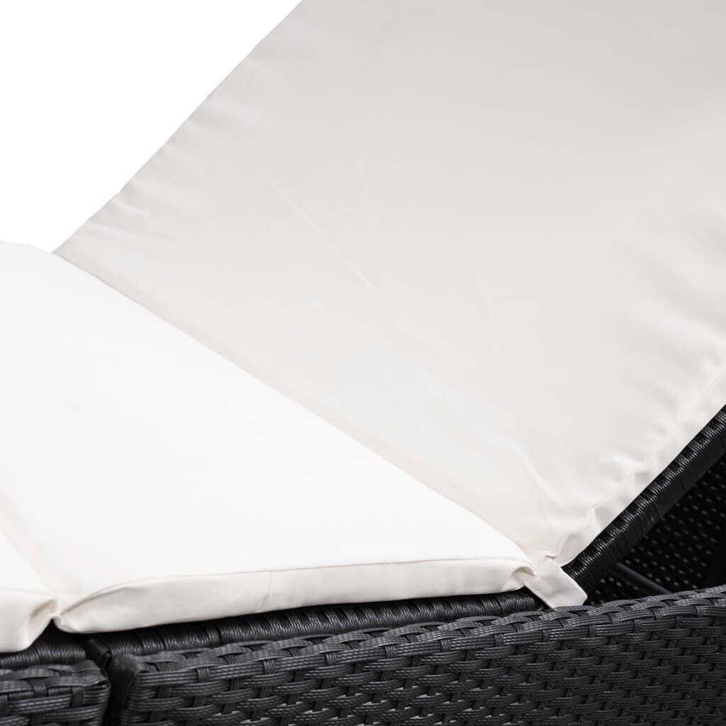 vidaXL Sun Lounger with Cushion Poly Rattan Black