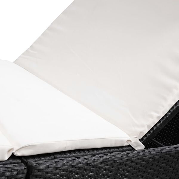 vidaXL Sun Lounger with Cushion Poly Rattan Black