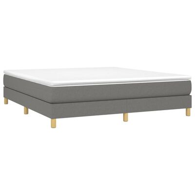 vidaXL Box Spring Bed with Mattress Dark Grey 183x213 cm California King Fabric
