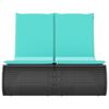 vidaXL Double Sun Lounger with Cushions Black Poly Rattan