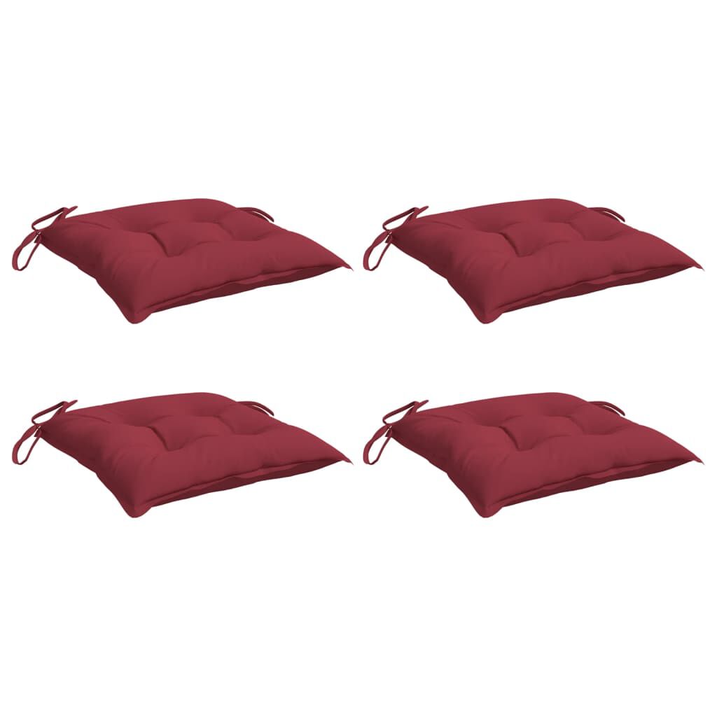 vidaXL Chair Cushions 4 pcs Wine Red 40x40x7 cm Oxford Fabric