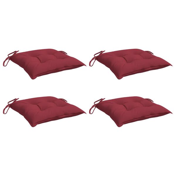 vidaXL Chair Cushions 4 pcs Wine Red 40x40x7 cm Oxford Fabric