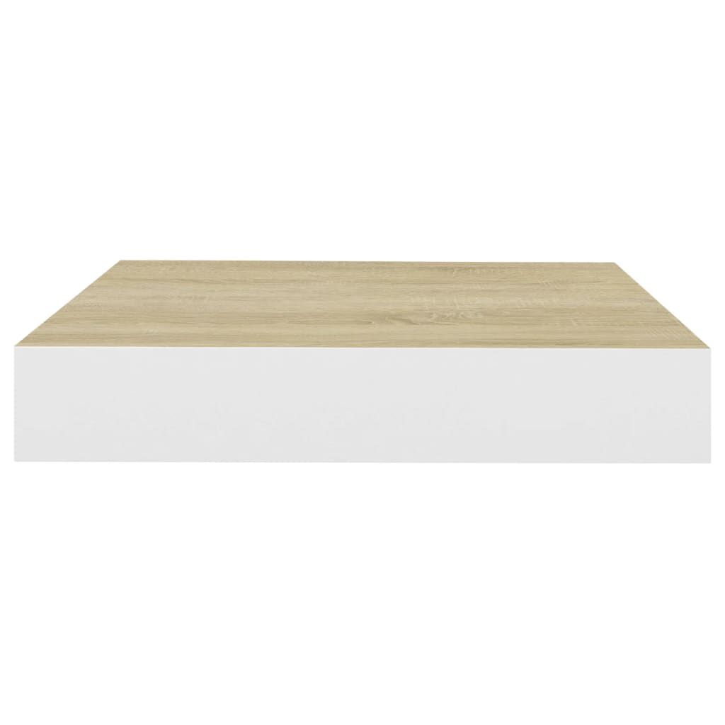 vidaXL Floating Wall Shelf Oak and White 23x23.5x3.8 cm MDF