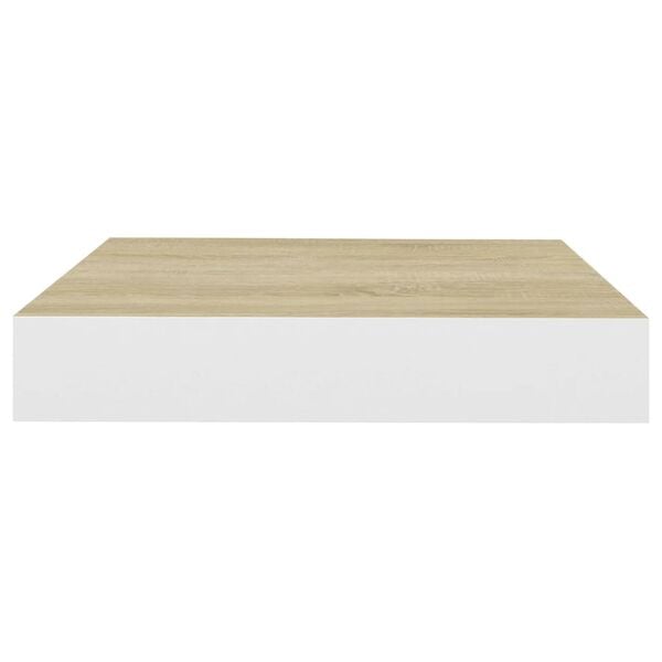 vidaXL Floating Wall Shelf Oak and White 23x23.5x3.8 cm MDF