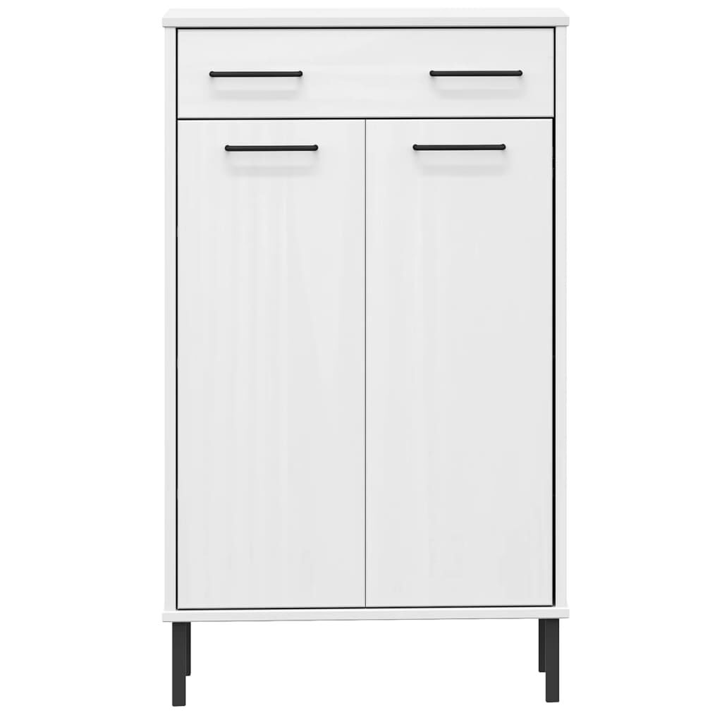 vidaXL Shoe Rack with Metal Legs White Solid Wood Pine OSLO