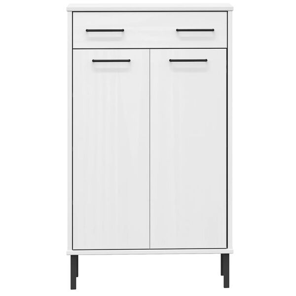 vidaXL Shoe Rack with Metal Legs White Solid Wood Pine OSLO