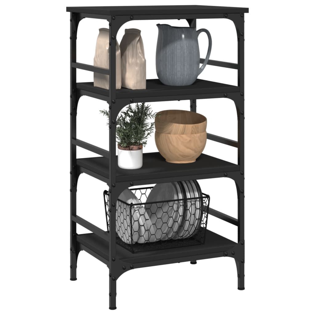 vidaXL Kitchen Trolley Black 45x35x89.5 cm Engineered Wood