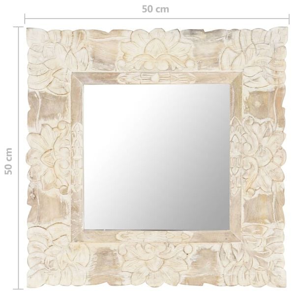 vidaXL Mirror White 50x50 cm Solid Mango Wood