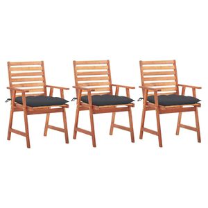 vidaXL Outdoor Dining Chairs 3 pcs with Cushions Solid Acacia Wood