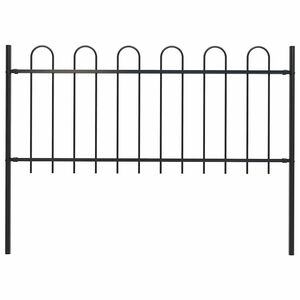 vidaXL Garden Fence with Hoop Top Steel 181x100 cm Black
