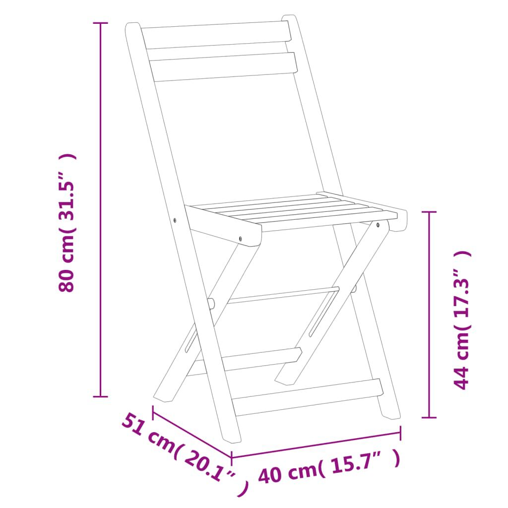 vidaXL Folding Bistro Chairs 6 pcs Solid Wood Acacia