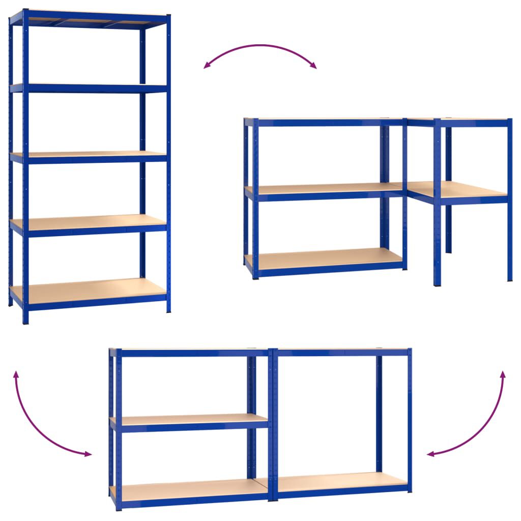 vidaXL 5-Layer Storage Shelf Blue Steel&Engineered Wood