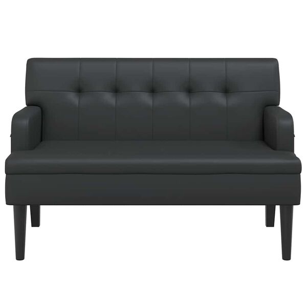 vidaXL Bench with Backrest Black 112x65.5x75 cm Faux Leather