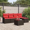 vidaXL Garden Sofa Set with Cushion 6 pcs Brown Poly Rattan