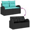 vidaXL Garden Sofa Set with Storage 8 pcs Black Poly rattan