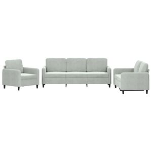 vidaXL 3 Piece Sofa Set Light Grey Velvet