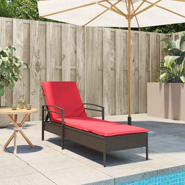 vidaXL Sun Lounger Reclining Brown 63 x 200 x 81 cm Poly Rattan