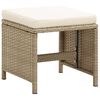 vidaXL Garden Stools 2 pcs with Cushions Poly Rattan Beige