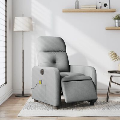 vidaXL Electric Massage Recliner Chair Light Grey Fabric