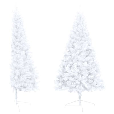 vidaXL Artificial Half Pre-lit Christmas Tree with Ball Set White 210 cm