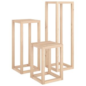vidaXL 3 Piece Plant Stand Set Solid Wood Pine